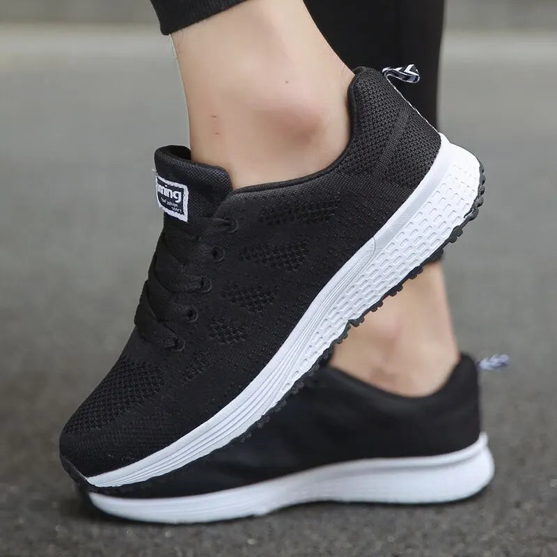 Women Casual Shoes Fashion Breathable Walking Mesh FlatShoesSneakers White Female Footwear