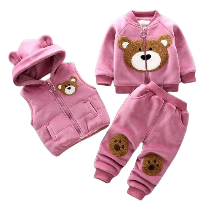 Winter Cartoon Bear 3-Piece Suit: Cozy and Cute Ensemble for Toddlers