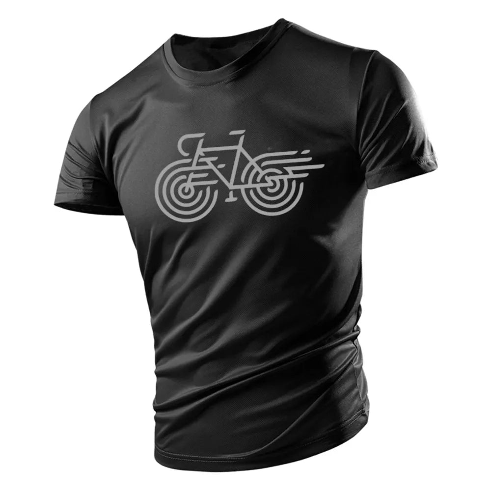 Crew Neck Oversized High-Quality Men'S Simple Bicycle Print T-Shirt Outdoor Sports Quick Drying Short Sleevestreet Men'S T-Shirt