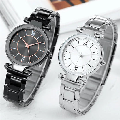 Luxury Rose Gold Stainless Steel Watches for Women - Classic Round Dial Quartz Watch - MAGNET MARKET