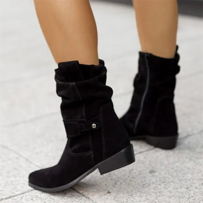 Women Ankle Boots Winter Low Heels 2024 Autumn Winter Round Casual Shoes Faux Suede Female Low Boots Chelsea Boots Plus Size 43