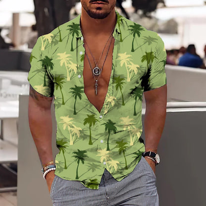 2023 Coconut Tree Shirts For Men 3d Printed Men's Hawaiian Shirt Beach 5xl Short Sleeve Fashion Tops Tee Shirt Man Blouse Camisa