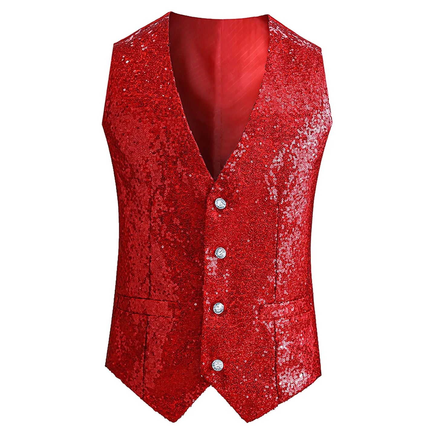 2023 New Men Fashion Sequin Blazers Vest Gliter Suit Vest Nightclub Dj Stage Clothes Shiny Gold Sequin Bling Glitter Party Vest - MAGNET MARKET