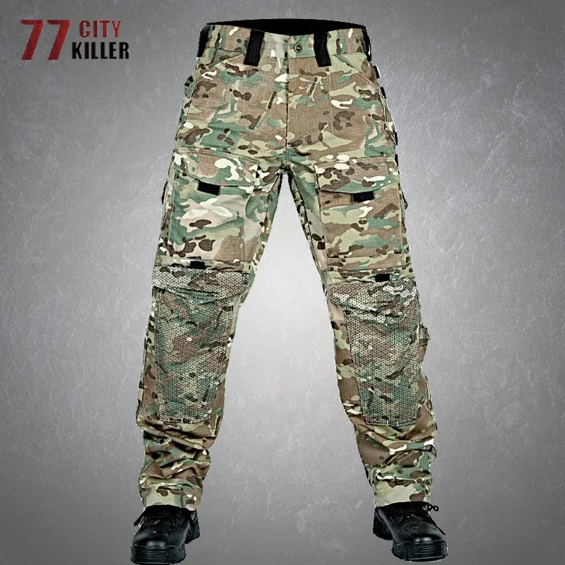 Tactical Cargo Pants Mens Multi-Pockets Wear-resistant Military Trousers Outdoor Training Hiking Fishing Casual Loose Pants Male