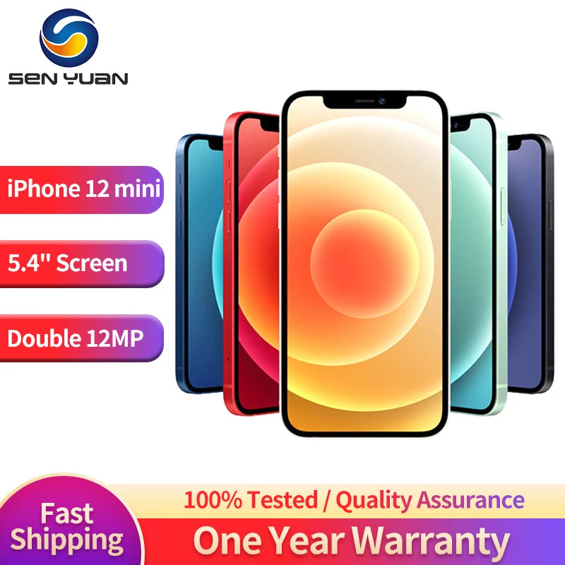 Original unlocked iPhone 12 mini 4GB&64/128/256GB IOS A14 Bionic Hexa Core 5.4'' Dual 12MP iphone 12mini Cellphone 5G