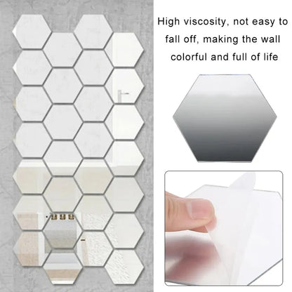 Enhance Your Space with 3D Mirror Wall Sticker Hexagon Set - Unmatched Quality Guaranteed for High-Quality Montage