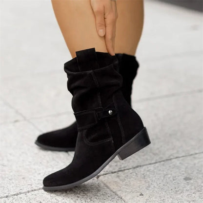 Women Ankle Boots Winter Low Heels 2024 Autumn Winter Round Casual Shoes Faux Suede Female Low Boots Chelsea Boots Plus Size 43