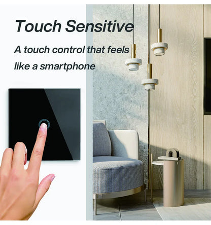 mobu EU Touch Switch LED Crystal Glass Panel Wall Lamp Light Switch 1/2/3 Gang AC100-240V LED Sensor Switches Interruttore