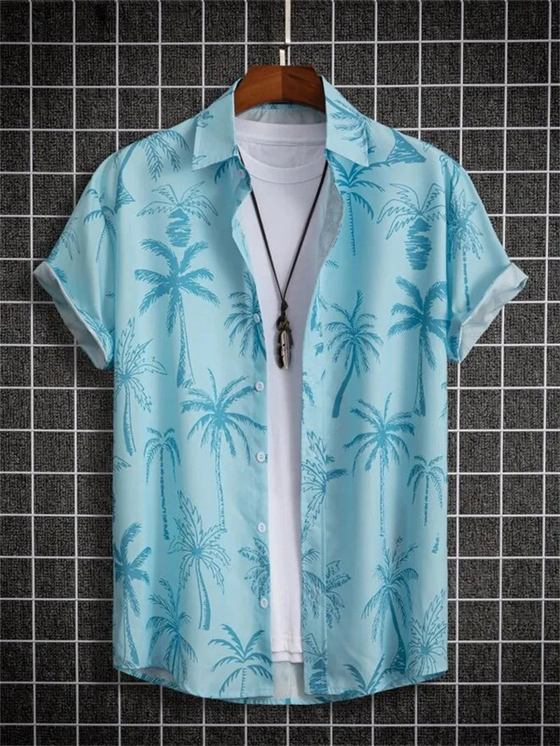 Hawaiian 3D Coconut Tree Top Men's Summer Beach Casual Clothing Street Outdoor Party Men's Shirt Loose Breathable Men's Clothing - MAGNET MARKET