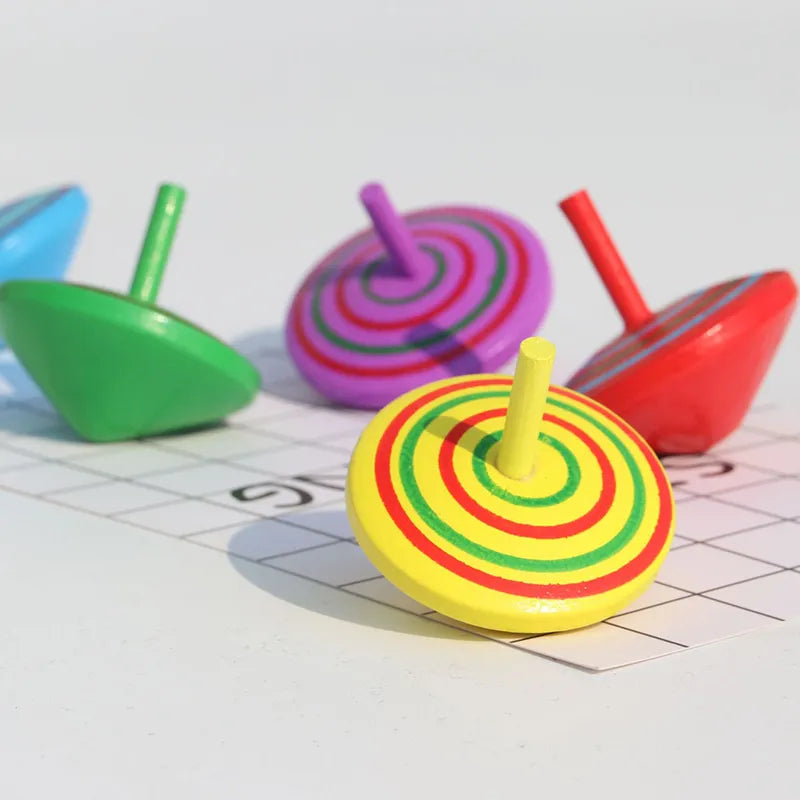 Wooden Rainbow Spinning Top