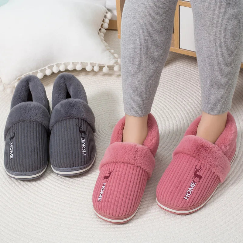 Women Men Couples Home Slippers New Fashion Warm Winter Furry Soft Short Plush Slipper Non Slip Bedroom Slides Indoor Shoes