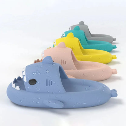 Shark Slides Summer Home Women Shark Slippers Anti-skid EVA Solid Color Couple Parents Outdoor Cool Indoor Household Funny Shoes