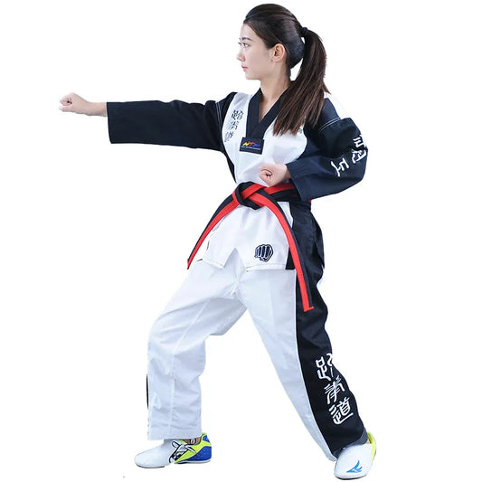 WTF Approved Colored Taekwondo Dobok Uniform Kukkiwon Korea Tae kwon do Dobok with Special Fabric Cotton V-neck adult clothes