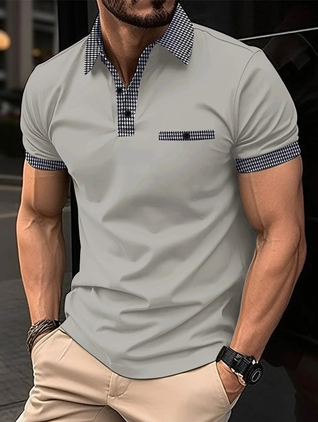 Summer New Men's Casual Short-Sleeved Polo Shirt Office Fashion Rowan Collar T-Shirt Men's Breathable Polo Shirt Men's Clothing