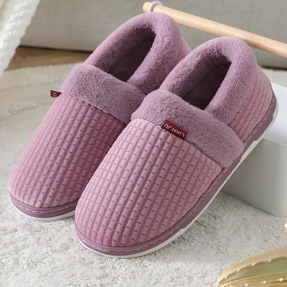 Women Men Couples Home Slippers New Fashion Warm Winter Furry Soft Short Plush Slipper Non Slip Bedroom Slides Indoor Shoes