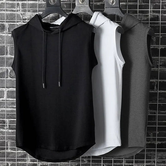 Plus Size Summer Men Clothing Tank Tops Sweatshirt Sleeveless Tops Hoodie Vest Workout Fitness Mens T Shirt Workout Hip Hop Vest