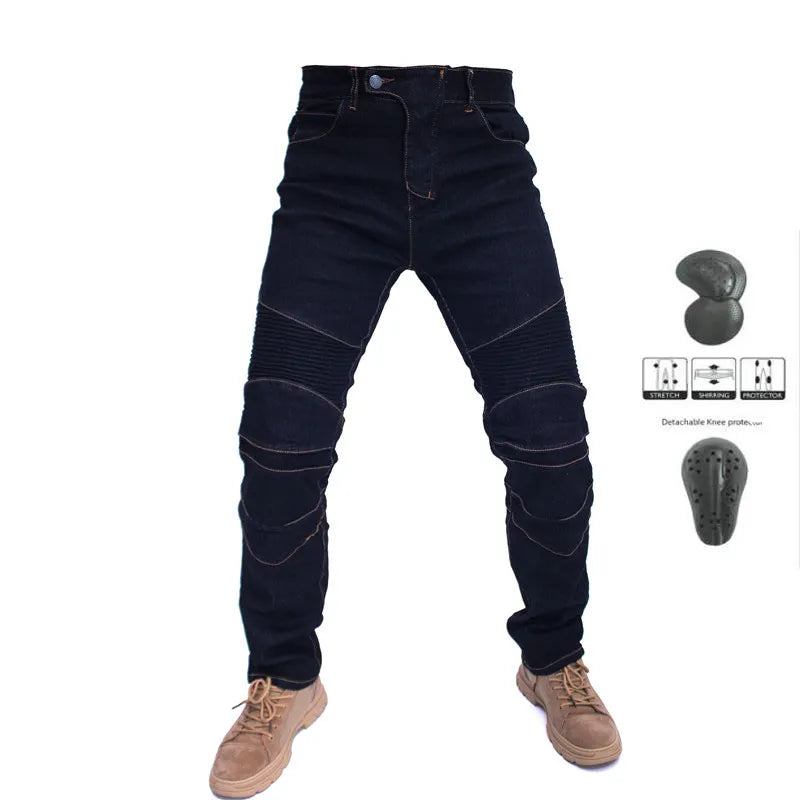 Men Jeans Collection Classic Denim UGB06 PK718 PK719 Zip Motorcycle Pants  Pantalones Motocicleta Hombre Featherbed Jeans Gears - MAGNET MARKET