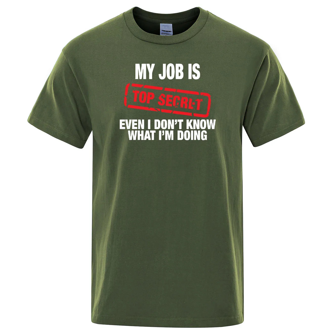 Funny MY JOB IS TOP SECRET T Shirt Summer Breathable Short Sleeve Man T-Shirt Humour Hip Hop T-shirt Casual Tops Mens Tee Shirt