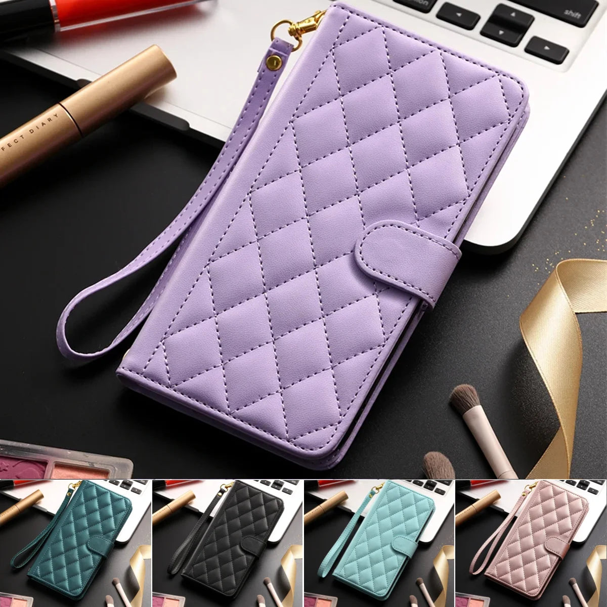 Checkered Leather Case For Xiaomi Redmi Note 12S 11S 10S 9S 12 11 10 9 8 Pro Plus 5G 9S 9T 9A 9C 10C 12C Flip Wallet Phone Cover