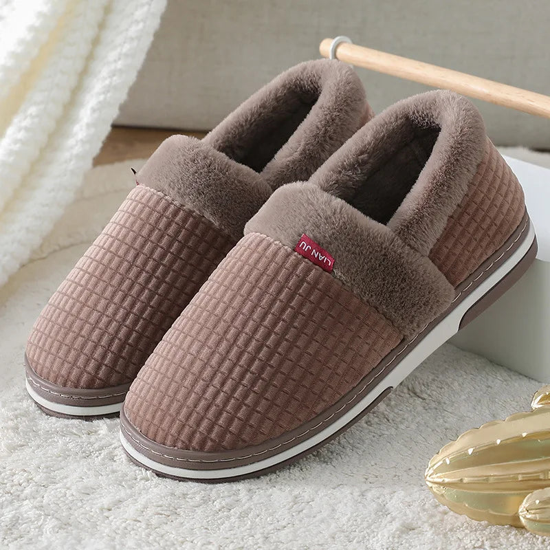 Women Men Couples Home Slippers New Fashion Warm Winter Furry Soft Short Plush Slipper Non Slip Bedroom Slides Indoor Shoes