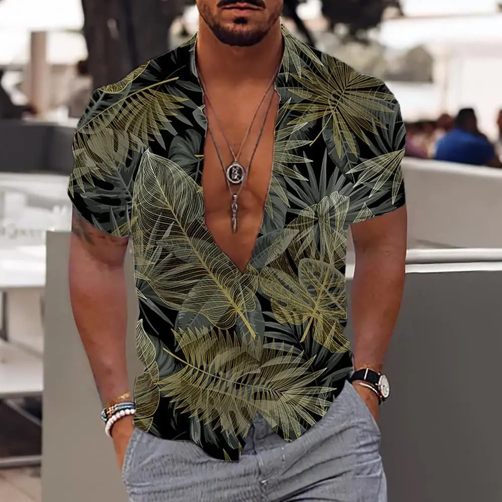 2023 Coconut Tree Shirts For Men 3d Printed Men's Hawaiian Shirt Beach 5xl Short Sleeve Fashion Tops Tee Shirt Man Blouse Camisa