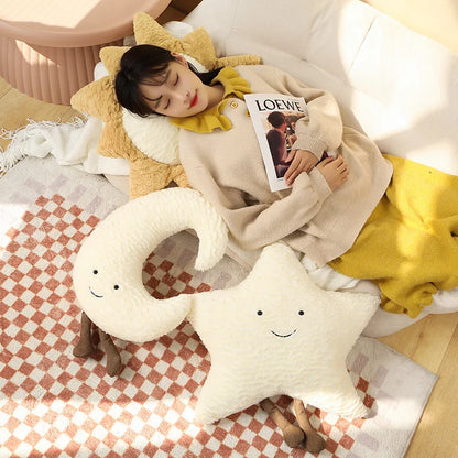 40/60CM Plush Sky Series Throw Pillow Smile Face Moon & Sun& Star Shaped Stuffed Soft Toys Baby Girls Bedroom Decoration Gift