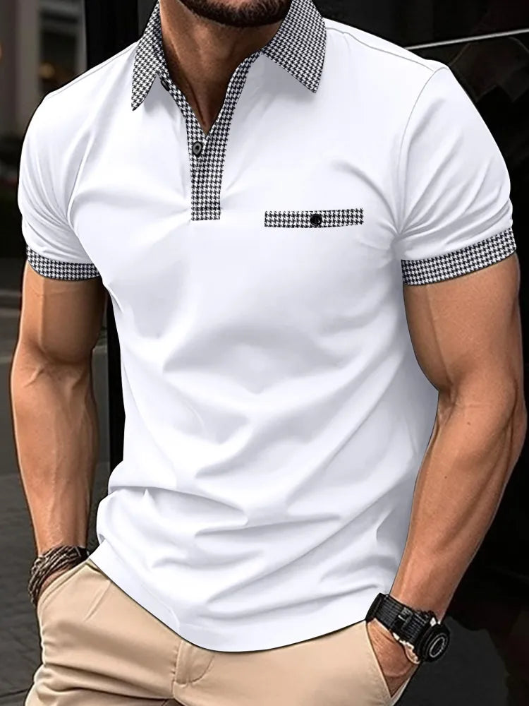 Summer New Men's Casual Short-Sleeved Polo Shirt Office Fashion Rowan Collar T-Shirt Men's Breathable Polo Shirt Men's Clothing