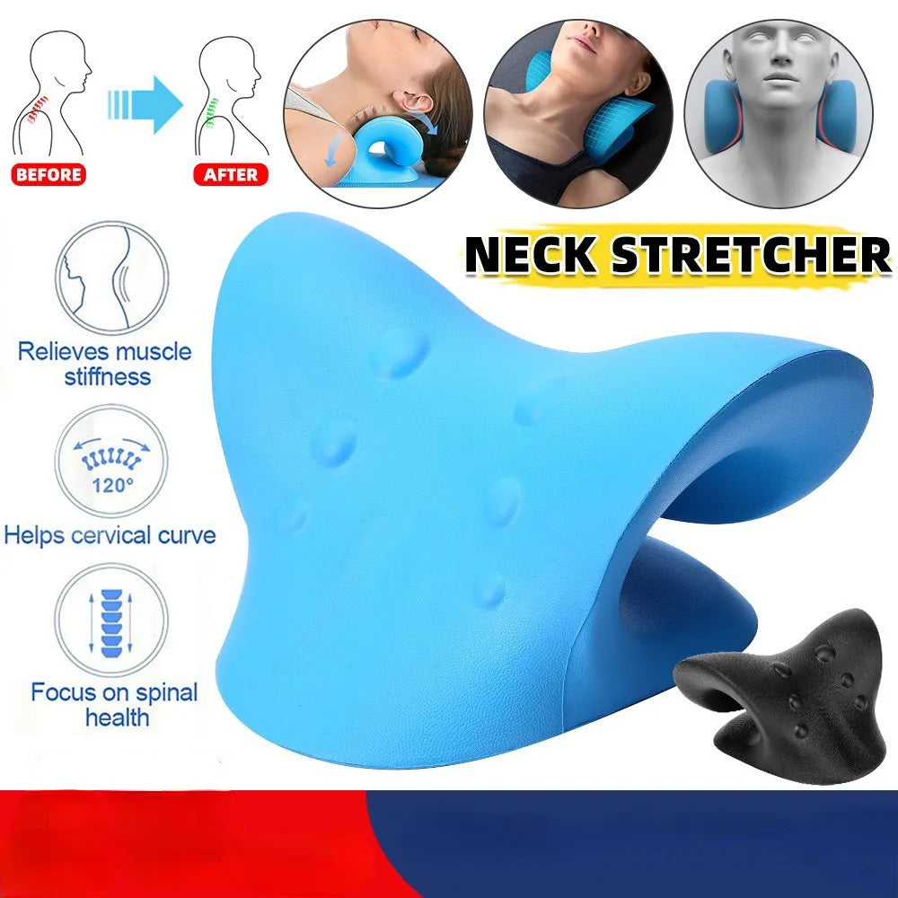 Neck Shoulder Stretcher Relaxer Massage Pillow Cervical Chiropractic Traction Device for Pain Relief Cervical Spine Alignment