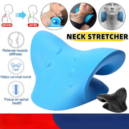 Neck Shoulder Stretcher Relaxer Massage Pillow Cervical Chiropractic Traction Device for Pain Relief Cervical Spine Alignment