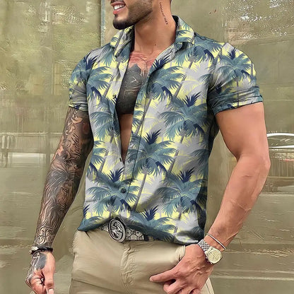 2023 Coconut Tree Shirts For Men 3d Printed Men's Hawaiian Shirt Beach 5xl Short Sleeve Fashion Tops Tee Shirt Man Blouse Camisa