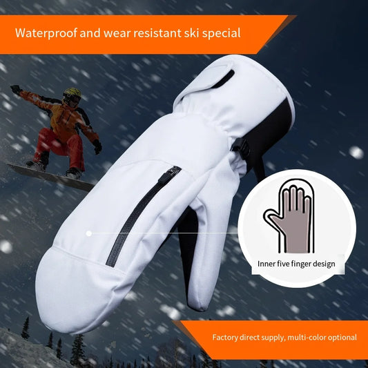 Snowboard Gloves Stewed Waterproof Touch Screen Five-finger Warm Gloves Winter Men Ski Snow Gloves Winter Sports Accessories