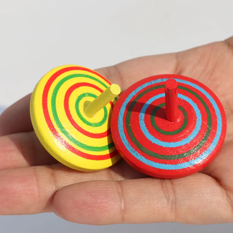 Wooden Rainbow Spinning Top