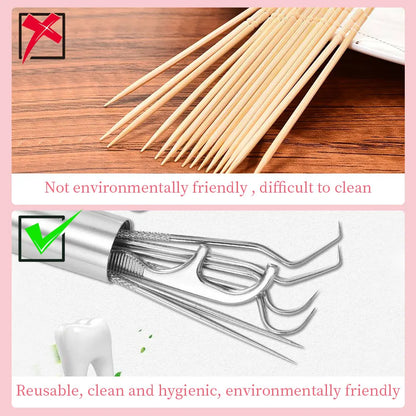 Revolutionize Oral Hygiene: Stainless Steel Toothpick Set for On-the-Go Clean - MAGNET MARKET