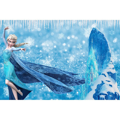 Disney Winter Ice Frozen Snowflake Castle Backdrop Elsa Anna Snow Queen Princess Girls Birthday Party Decor Photo Background