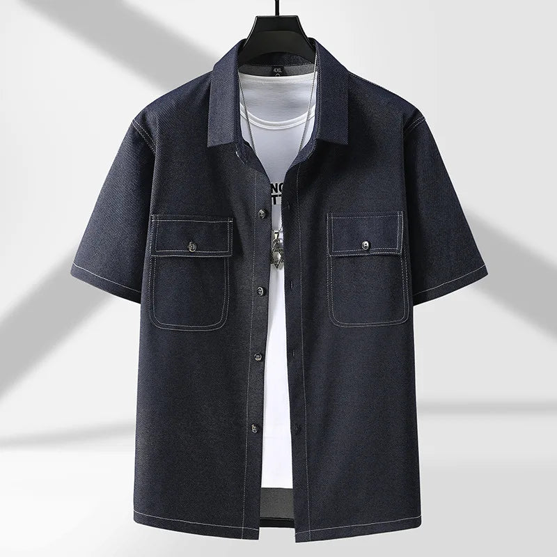 Summer Shirts Shorts Denim Suits Men Plus Size 11XL Men's Sets Fashion Casual Solid Color Jean Shirt Male Big Size Sets - MAGNET MARKET