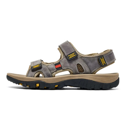 2024 New Arrival Breathable Men's Leather Sandals Outdoor Beach Shoes Fashion Big Size Men's Summer Shoes Slip-on Slippers