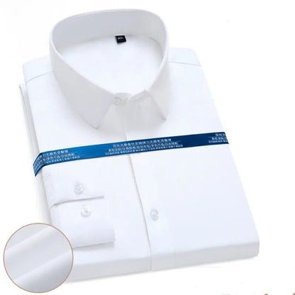 New Stretch Anti-Wrinkle Cotton Men's Shirts Long Sleeve Dress Shirts For Men Slim Fit Camisa Social Business Blouse White Shirt