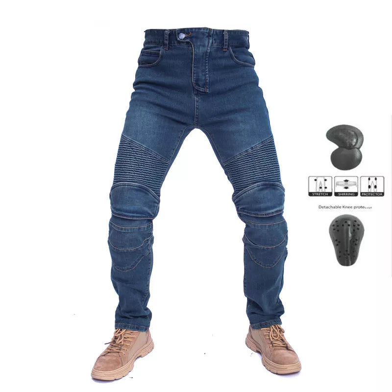 Men Jeans Collection Classic Denim UGB06 PK718 PK719 Zip Motorcycle Pants  Pantalones Motocicleta Hombre Featherbed Jeans Gears - MAGNET MARKET