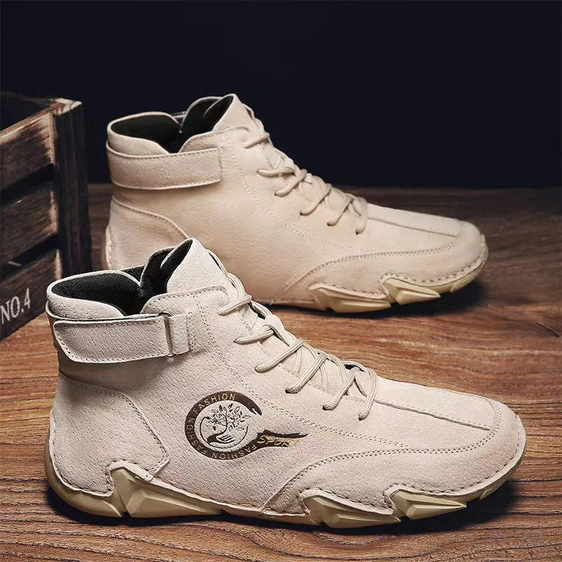 2024 Men Winter Boots Fashion Men Retro Snow Boots Casual Flat Cotton Shoes Men Outdoor Light Ankle Anti Slip Plush Warm Zapatos