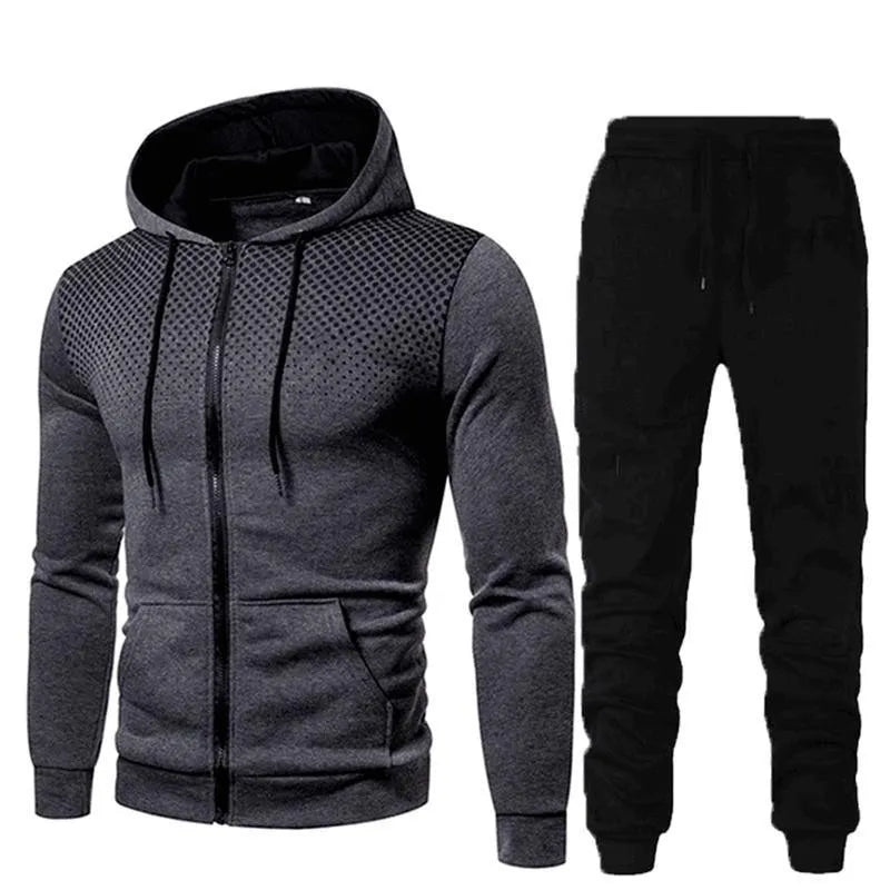 Men's 2-Piece Zipper Hoodie and Long Pants Set: Fashionable and Versatile for Autumn/Winter - MAGNET MARKET