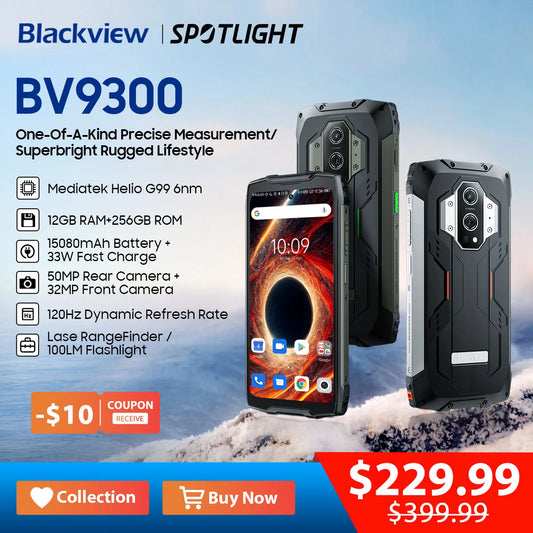 [New] Blackview BV9300 G99 Rugged Smartphone 21GB 256GB 6.7" 120Hz 15080mAh Laser Measuring Mobile Phone Global Cellphone