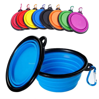 Collapsible Pet Silicone Dog Food Water Bowl Outdoor Camping Travel Portable Folding Pet Supplies Pet Bowl Dishes with Carabiner