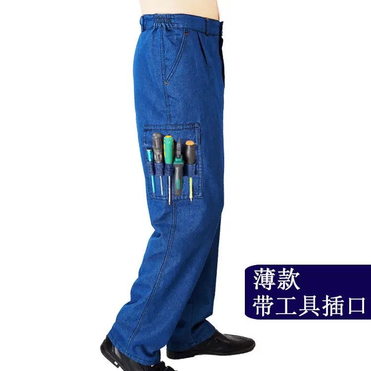 Durable Work Wear Tactical Cargo Pants Men Straight Baggy Jeans Loose Wide Leg Traveling Trousers Multi-Pockets Clothes - MAGNET MARKET