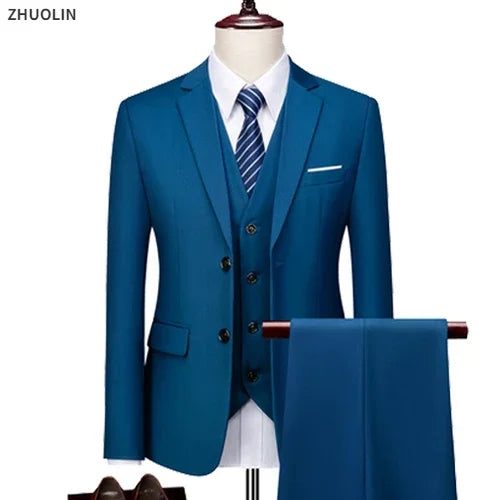 Wedding Suits For Men Elegant Blazers Set 3 Pieces Luxury Business Formal Vest Pants Full Coats 2022 Jackets Free Shipping - MAGNET MARKET