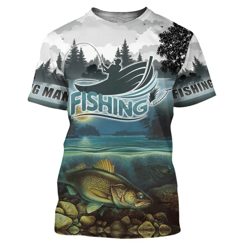 2023 New Men's T-Shirts Short Sleeve Tops Summer Clothing Fishing Graphic Shirts Men Dress Streetwear O-Neck Pullovers 5XL Tee - MAGNET MARKET