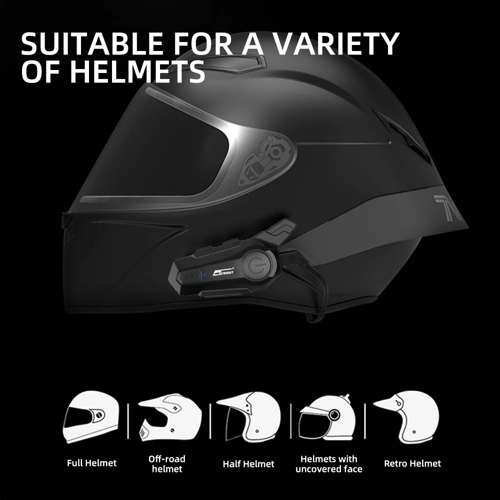 Moto Helmet Intercom Headset Bluetooth 5.0 Motorcycle Earphones Wireless 1000M Interphone Speaker Headphone Handsfree Call