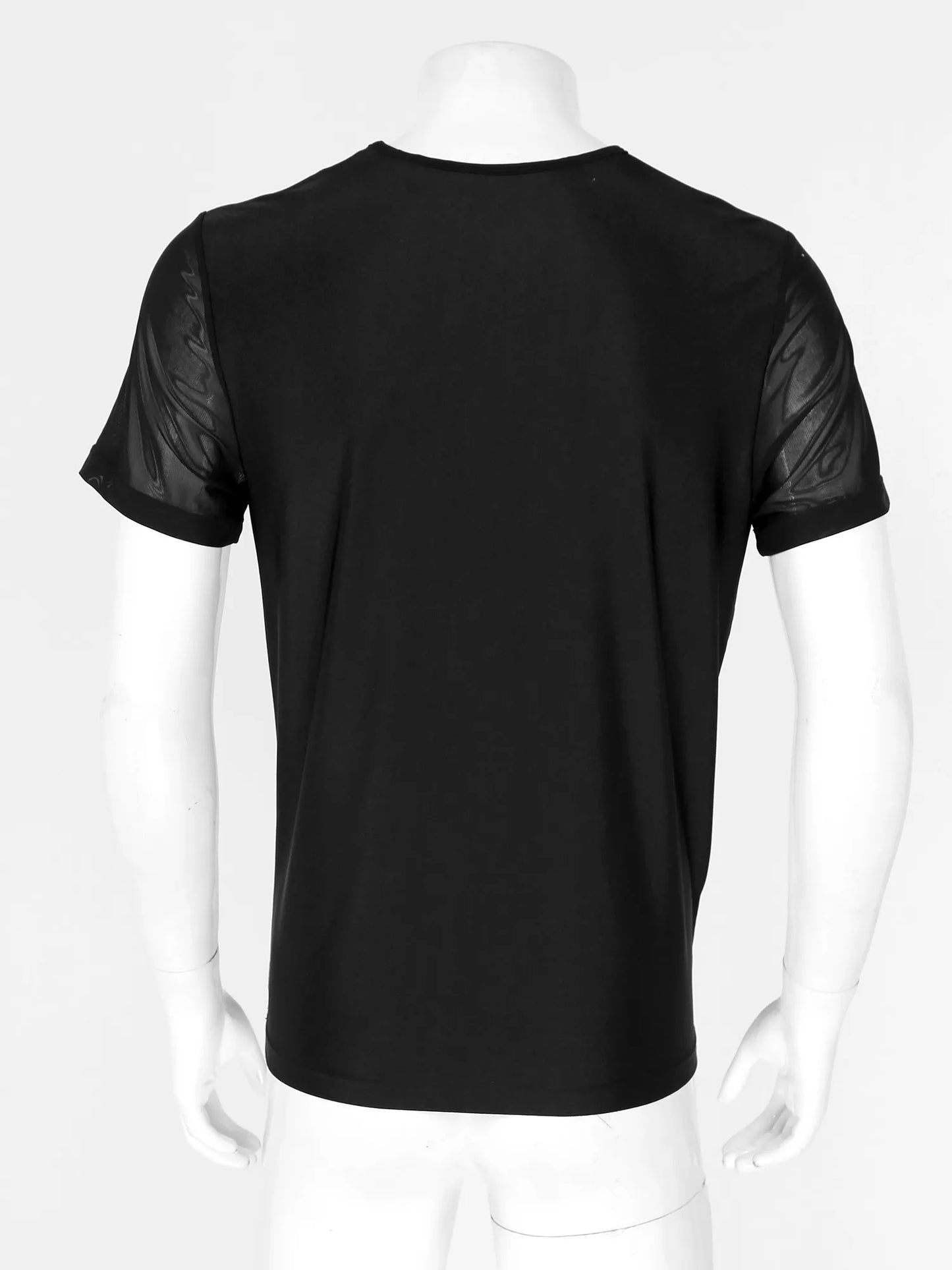 YiZYiF Sexy Mens Mesh Clubwear T Shirts Super Soft Mesh Undershirt See-Through Breathable Men T-Shirt Sexy Tops Dance Wear