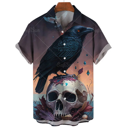 Men's Hawaiian Shirt Loose Top 5xl 3d Skull Print Shirts For Men 2024 Fashion Shirt Men Women Tee Breathable Summer Short Sleeve