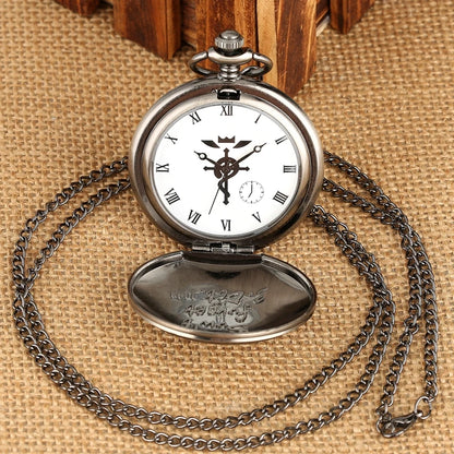 Antique Fullmetal Alchemist Quartz Anime Pocket Watch Cosplay Edward Elric Clock Design Pendant Necklace Chain Vintage Chain