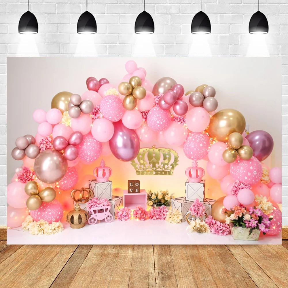 Newborn Baby 1st Birthday Party Photography Backdrop Balloons Boy and Girl Photographic Cakesmash Background Photo Studio Props